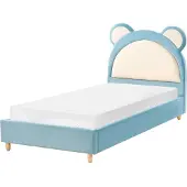 Beliani MAILLES - Eenpersoonsbed - Blauw - 90 x 200 cm - Fluweel