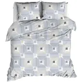 Romanette Dekbedovertrek Kwadro Silver Katoen-200 x 200 / 220 cm | 2-Persoons