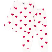 Petit Bateau Kinderpyjama van fleece met hartjesprint