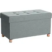 Songmics Voetenbank met opbergruimte en deksel, Lichtgrijs / 38 x 76 x 40 cm