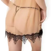 Axami Babydoll-Set van mesh met kant, 2 delen