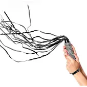 Rimba Korte leren zweep met metalen ketting
