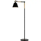 QUVIO Vloerlamp Scandinavisch - Hout met ronde lampenkap - Diameter 19,5 cm