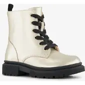Stap leren meisjes veterboots goud zwart maat 24
