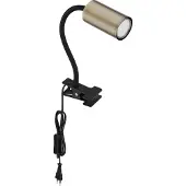 Globo Zwarte klemlamp Robby met messing