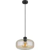 Globo Zwarte hanglamp Giuseppe amber glas