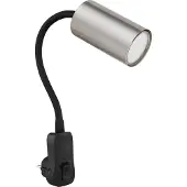 Globo Zwarte lamp Robby stopcontact met nikkel
