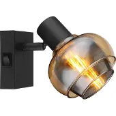 Globo Zwarte wandlamp Tokki amber smoke glas