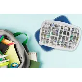 MuchoWow Broodtrommel Blauw - Lunchbox - Brooddoos - Deuren - Kleurrijk - Abstract - 18x12x6 cm - Kinderen - Jongen