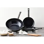 ISENVI Avon Pannenset Inductie - Keramisch - 8 Delig - Koekenpannen & wokpan - PFAS, PTFE Vrij - Alle warmtebronnen
