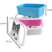 MuchoWow Broodtrommel Roze - Lunchbox - Brooddoos - Wolf - Dieren - Portret - Wit - 18x12x6 cm - Kinderen - Meisje