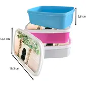 MuchoWow Broodtrommel Wit - Lunchbox - Brooddoos - Deur - Marrakesh - Palmboom - Wit - Tropisch - 18x12x6 cm - Volwassenen