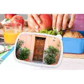 MuchoWow Broodtrommel Blauw - Lunchbox - Brooddoos - Deur - Hout - Planten - Groen - 18x12x6 cm - Kinderen - Jongen