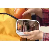 MuchoWow Broodtrommel Wit - Lunchbox - Brooddoos - Architectuur - Kleuren - Steen - Gebouw - Regenboog - 18x12x6 cm - Volwassenen