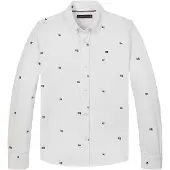 Tommy Hilfiger Overhemd lange mouw Flags Printed Pique Reg Shirt kind 16 jaar