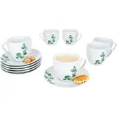 MamboCat Set 6 eucalyptus kop schotel porselein 6 person