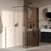 Brauer Oblivion inloopdouche bronsglas 90cm met 30cm zijwand zwart mat