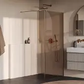 Brauer Oblivion inloopdouche bronsglas 90cm met 30cm zijwand koper geborsteld PVD