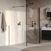 Brauer Oblivion inloopdouche helder glas 120cm met 40cm zijwand zwart mat