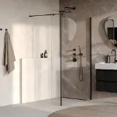 Brauer Oblivion inloopdouche helder glas 110cm met 30cm zijwand zwart mat