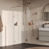 Brauer Void profielloze inloopdouche 100cm met 30cm zijwand koper geborsteld PVD