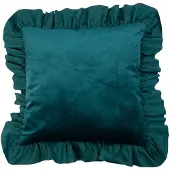 Mars & More kussen fluweel rouche petrol 45x45cm