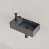 Gliss Design Fontein Nano 36x18x9 cm 1 Kraangat Links Leigrijs