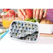 MuchoWow Broodtrommel Wit - Lunchbox - Brooddoos - Deuren - Appartementen - Trappen - Kleurrijk - 18x12x6 cm - Volwassenen
