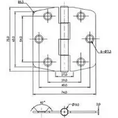 Goldenship Cubierta Ss16 Hinge Zilver 75 x 74 mm