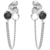 Karma oorbel Chain Black Zirkonia zilver M1894