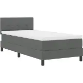 vidaXL Boxspring bed met hoofdeinde Donkergrijs 90 x 190 cm Stof