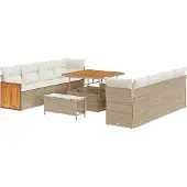 vidaXL Tuinbank Set Beige en Crème 231 x 224 x 85 cm poly rattan