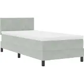 vidaXL LED boxspringbed met hoofdeinde, lichtgrijs, 90 x 190 cm, fluweel
