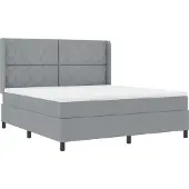 vidaXL LED boxspringbed met matras, lichtgrijs, 180 x 200 cm, gestoffeerd