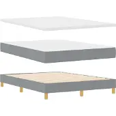 vidaXL Boxspring bed met matras Lichtgrijs 200 x 140 cm Stof