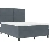 vidaXL LED boxspringbed met matras, donkergrijs, 140 x 200 cm, fluweel