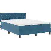 vidaXL LED boxspringbed met matras, donkerblauw, 160 x 200 cm, fluweel