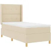 vidaXL Boxspring bed met hoofdeinde Crème 100 x 200 cm Stof