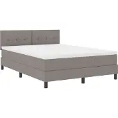 vidaXL Boxspringbed met kussens en hoofdbord, taupe, 140 x 200 cm, stof