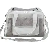 Trixie Hondentas Libby Grijs - Gaas-Inzetstuk, 42x25x27 cm - Met Schouderriem en Korthouder