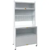 Mendler Keukenkast -O53, keukenschrank, werkblad, kastvakken, verrijdbaar, metaal, 175x80x42 cm ~ wit