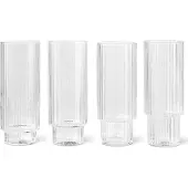 Ferm Living Ripple Longdrinkglas Pak Van 4 Doorzichtig - Highball-glazen & longdrinkglazen Mondgeblazen Glas Clear - 5445