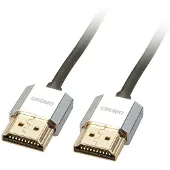Lindy 41671 HDMI-kabel HDMI Aansluitkabel HDMI-A-stekker, HDMI-A-stekker 1.00 m Grijs 4K UHD, OFC-kabel, Rond, Afgeschermd (dubbel), Extreem dun, Vergulde