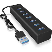 Icy Box IB-HUB1700-U3 USB 3.0 zu 7-Port USB 3.0 Type-A Hub, Alu-Gehäuse, Netzteil 5V/3A 60819 USB-hub 7 poorten USB-A USB 3.0 5 GBit/s Zwart