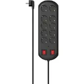 Hama 223164: stekkerdoos met 10 stopcontacten en overspanningsbeveiliging, 2,0 meter, zwart