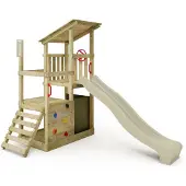FATMOOSE FruityForest Fun XXL Klimtoren - Glijbaan met Schuine klimladder en Rechte klimwand - 205x274 cm - Saliegroen