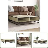 DKD Home Decor Salontafel Sonoma-eikenhout, 100x100x30 cm, gemaakt van houtvezel en metaal
