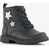Stap leren meisjes veterboots met sterren zwart maat 20