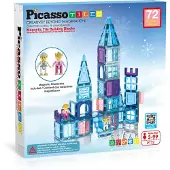PicassoTiles Tactic - Constructiespeelgoed - Magnetic Tiles - Magnetische Tegels - Winter Thema - STEM Speelgoed - Creatief Bouwspeelgoed - 72-Delig - Vanaf 3 Jaar