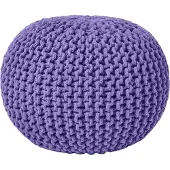Homescapes Rond gebreide poef 100% katoen - Purper - 35x40 cm